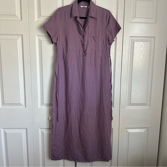 Rosanna Womens  Purple Linen Maxi Dress Sz 14 Vacation Coastal Easter Preppy - Picture 1 of 11